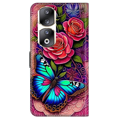For Honor 90 Pro Case PU Leather Card Slots Phone Back Cover Pattern Printing Design