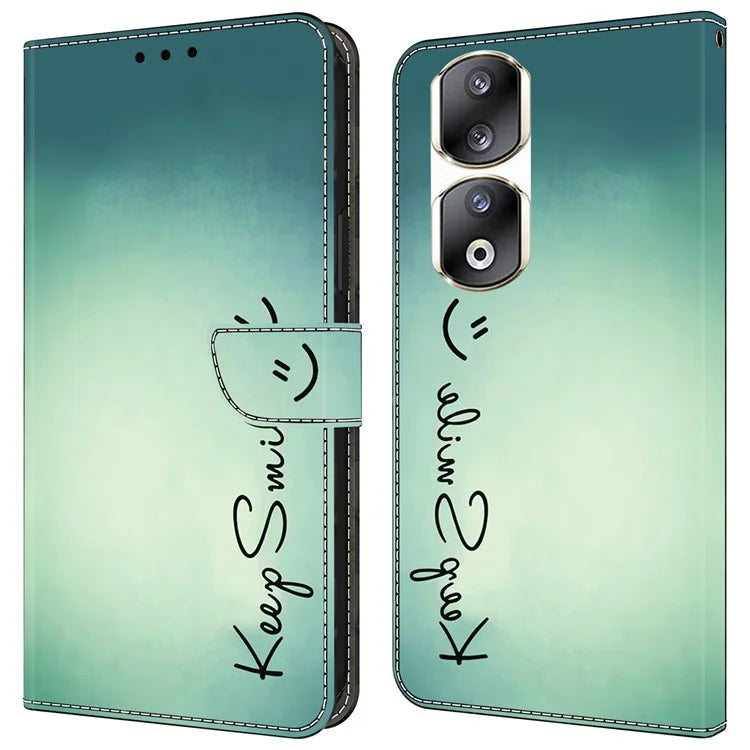 For Honor 90 Pro Case PU Leather Card Slots Phone Back Cover Pattern Printing Design