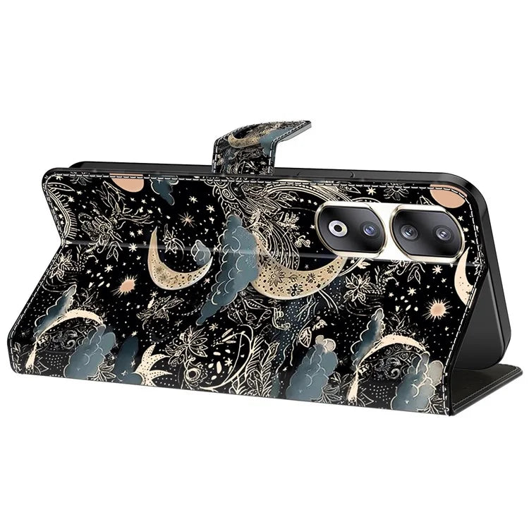 For Honor 90 Pro Case PU Leather Card Slots Phone Back Cover Pattern Printing Design