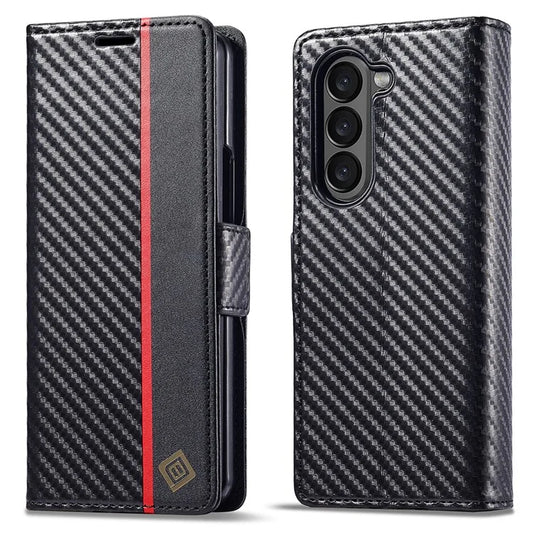 LC.IMEEKE For Samsung Galaxy Z Fold6 5G Case Carbon Fiber Texture Magnetic Closure Phone Cover