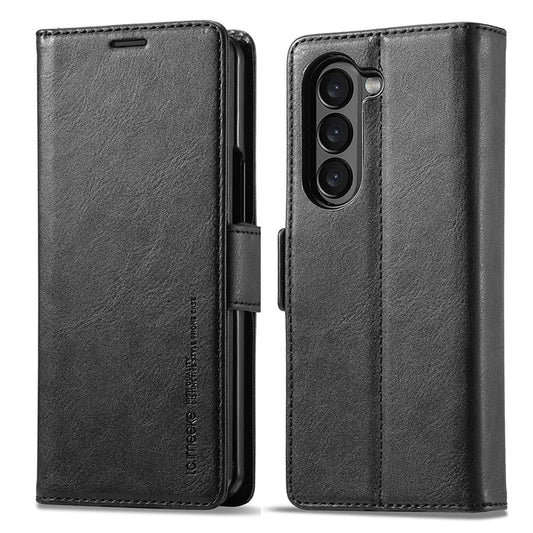 LC.IMEEKE For Samsung Galaxy Z Fold6 5G Phone Stand Case PU Leather RFID Blocking Wallet Cover
