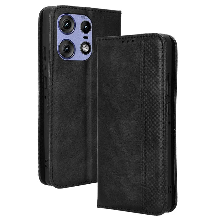 For Motorola Edge 50 Pro 5G Wallet Case Magnetic Closing Retro PU Leather+TPU Phone Cover