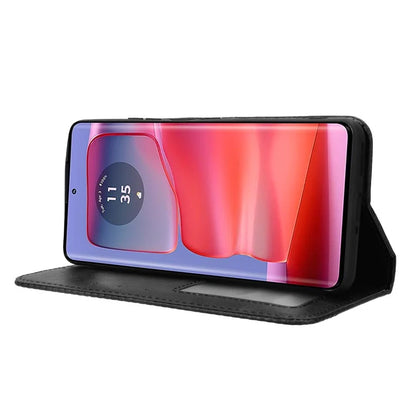 For Motorola Edge 50 Pro 5G Wallet Case Magnetic Closing Retro PU Leather+TPU Phone Cover