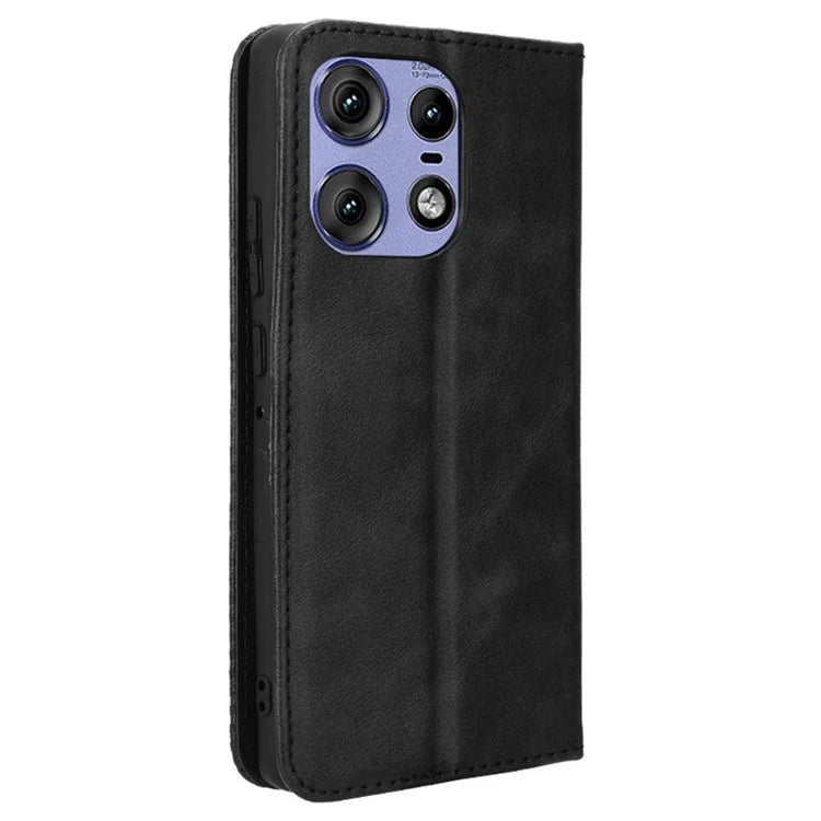 For Motorola Edge 50 Pro 5G Wallet Case Magnetic Closing Retro PU Leather+TPU Phone Cover