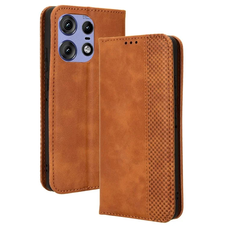 For Motorola Edge 50 Pro 5G Wallet Case Magnetic Closing Retro PU Leather+TPU Phone Cover