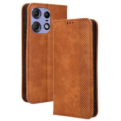 For Motorola Edge 50 Pro 5G Wallet Case Magnetic Closing Retro PU Leather+TPU Phone Cover