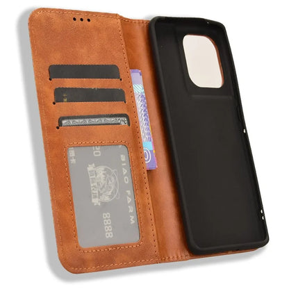 For Motorola Edge 50 Pro 5G Wallet Case Magnetic Closing Retro PU Leather+TPU Phone Cover