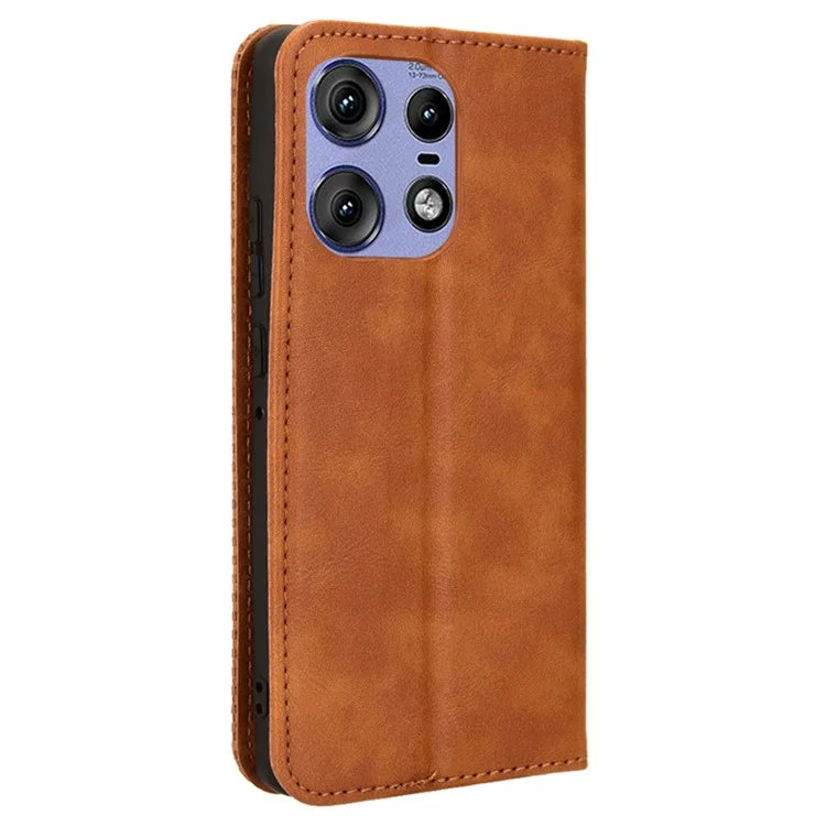 For Motorola Edge 50 Pro 5G Wallet Case Magnetic Closing Retro PU Leather+TPU Phone Cover