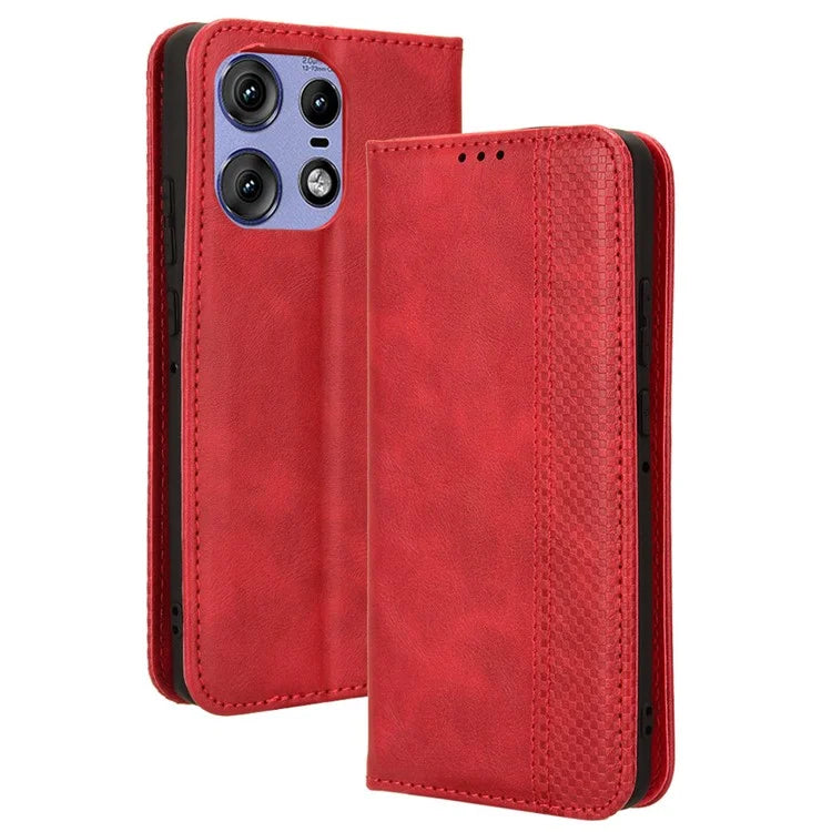 For Motorola Edge 50 Pro 5G Wallet Case Magnetic Closing Retro PU Leather+TPU Phone Cover