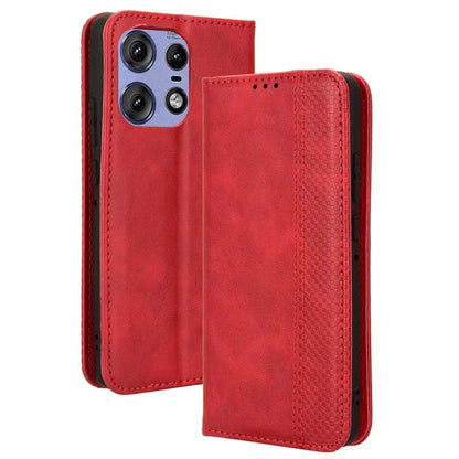 For Motorola Edge 50 Pro 5G Wallet Case Magnetic Closing Retro PU Leather+TPU Phone Cover