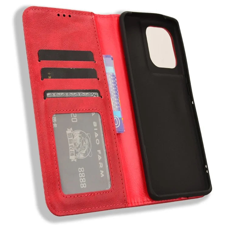 For Motorola Edge 50 Pro 5G Wallet Case Magnetic Closing Retro PU Leather+TPU Phone Cover