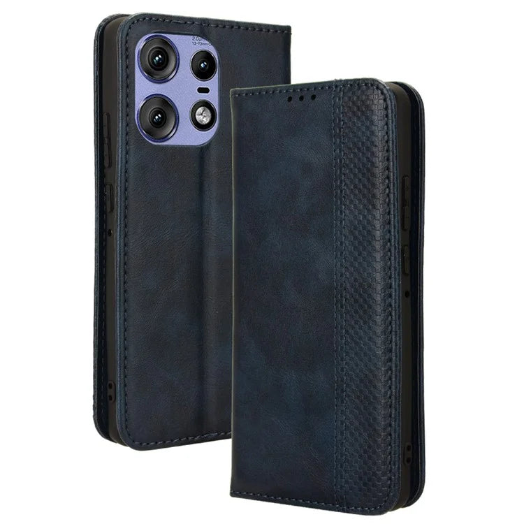 For Motorola Edge 50 Pro 5G Wallet Case Magnetic Closing Retro PU Leather+TPU Phone Cover