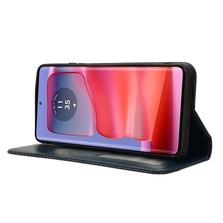 For Motorola Edge 50 Pro 5G Wallet Case Magnetic Closing Retro PU Leather+TPU Phone Cover