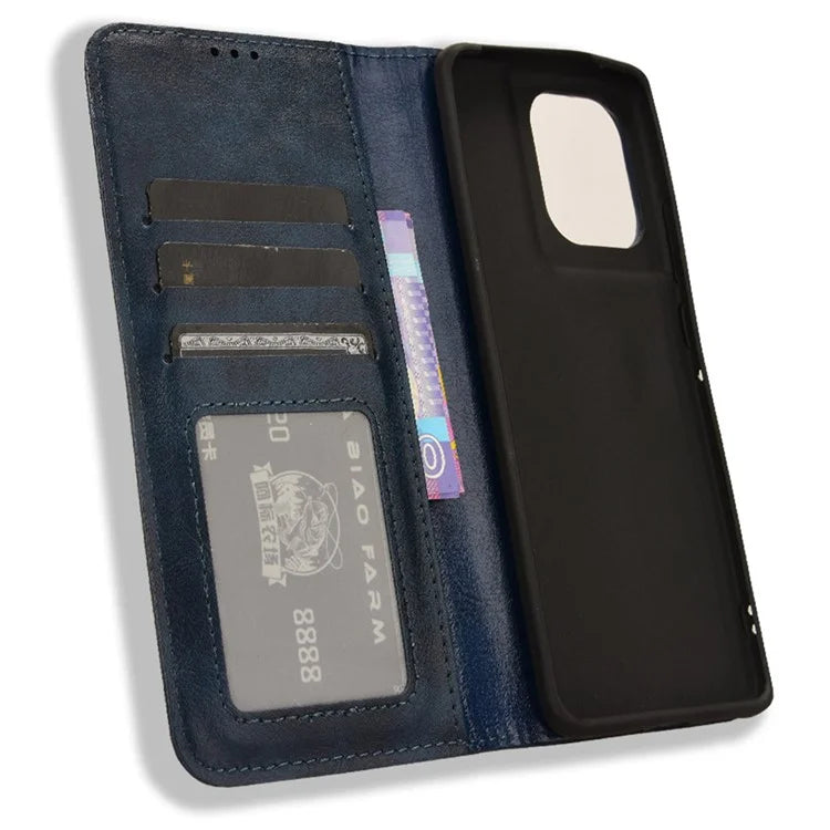 For Motorola Edge 50 Pro 5G Wallet Case Magnetic Closing Retro PU Leather+TPU Phone Cover