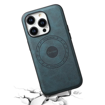 DENIOR A11 For iPhone 15 Pro Case Leather Coated TPU+PC Magnetic Drop-proof Phone Cover