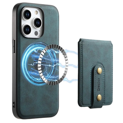 DENIOR D14 For iPhone 15 Pro Card Bag Compatible with MagSafe Retro Texture PU+TPU+PC Phone Case