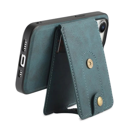DENIOR D14 For iPhone 15 Pro Card Bag Compatible with MagSafe Retro Texture PU+TPU+PC Phone Case