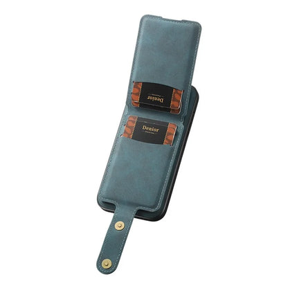 DENIOR D14 For iPhone 15 Pro Card Bag Compatible with MagSafe Retro Texture PU+TPU+PC Phone Case