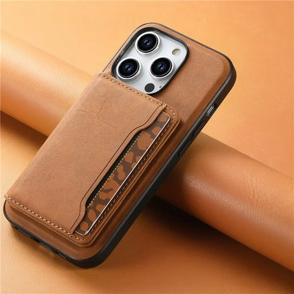 DENIOR D13 For iPhone 15 Pro Max Case Compatible with Magsafe Retro Leather+TPU+PC Phone Shell