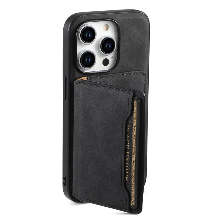 DENIOR D13 For iPhone 15 Pro Max Case Compatible with Magsafe Retro Leather+TPU+PC Phone Shell