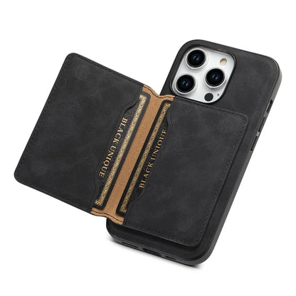 DENIOR D13 For iPhone 15 Pro Max Case Compatible with Magsafe Retro Leather+TPU+PC Phone Shell