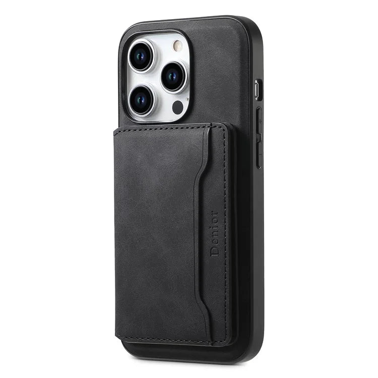 DENIOR D13 For iPhone 15 Pro Max Case Compatible with Magsafe Retro Leather+TPU+PC Phone Shell