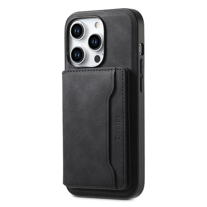 DENIOR D13 For iPhone 15 Pro Max Case Compatible with Magsafe Retro Leather+TPU+PC Phone Shell