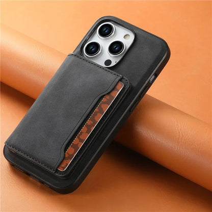 DENIOR D13 For iPhone 15 Pro Max Case Compatible with Magsafe Retro Leather+TPU+PC Phone Shell