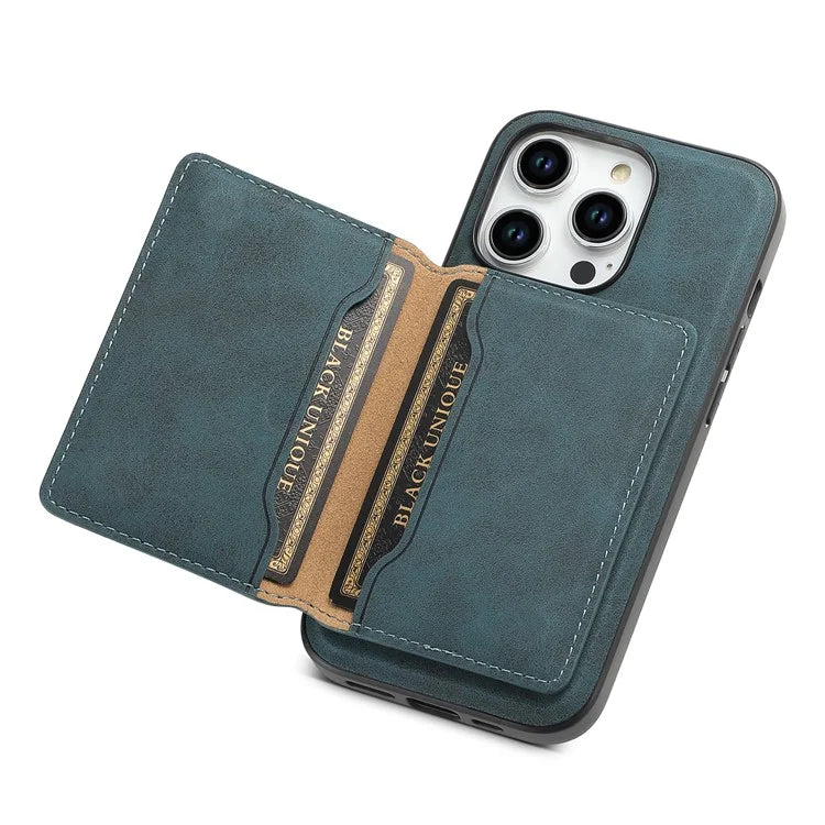 DENIOR D13 For iPhone 15 Pro Max Case Compatible with Magsafe Retro Leather+TPU+PC Phone Shell
