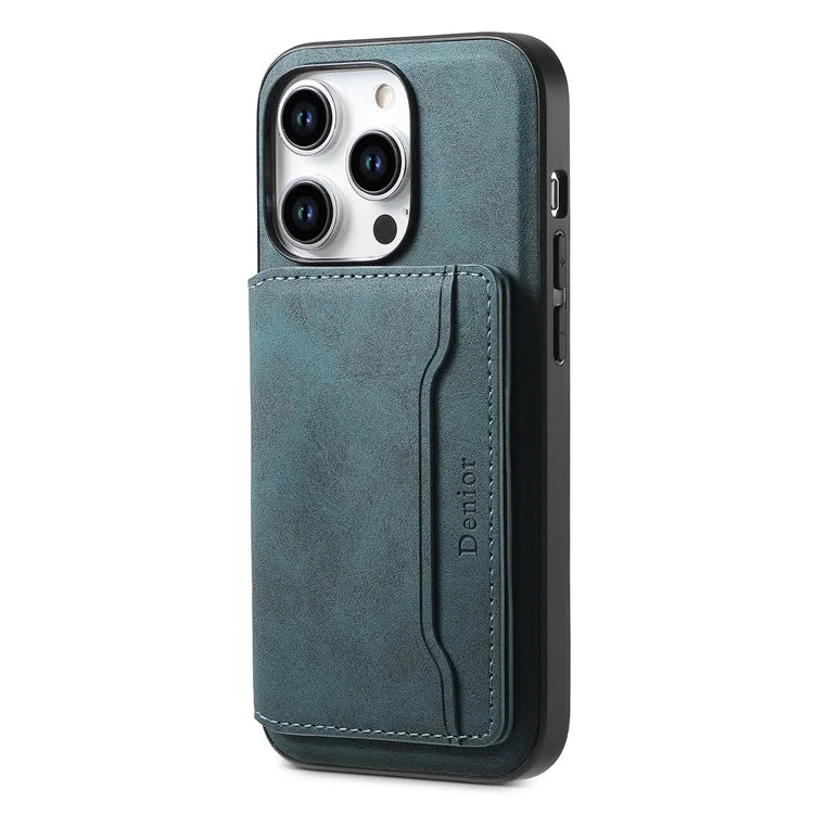 DENIOR D13 For iPhone 15 Pro Max Case Compatible with Magsafe Retro Leather+TPU+PC Phone Shell