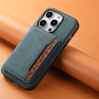 DENIOR D13 For iPhone 15 Pro Max Case Compatible with Magsafe Retro Leather+TPU+PC Phone Shell