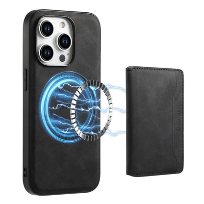 DENIOR D13 For iPhone 15 Pro Cases Leather+TPU+PC Phone Cover Compatible with Magsafe