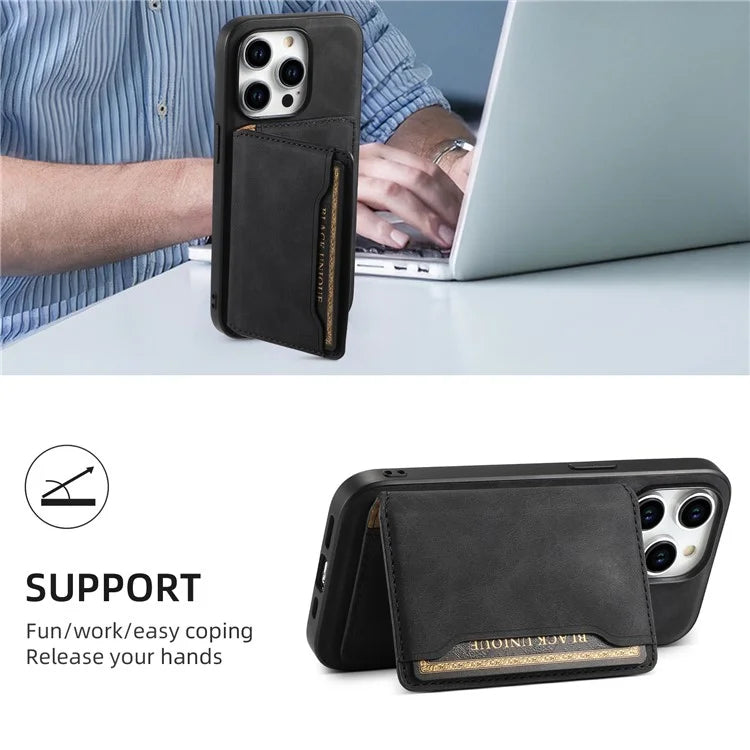 DENIOR D13 For iPhone 15 Pro Cases Leather+TPU+PC Phone Cover Compatible with Magsafe