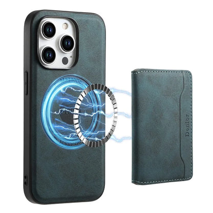DENIOR D13 For iPhone 15 Pro Cases Leather+TPU+PC Phone Cover Compatible with Magsafe