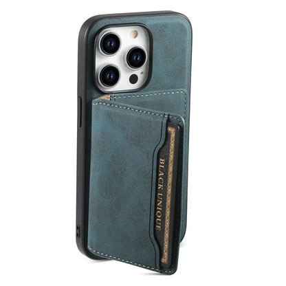 DENIOR D13 For iPhone 15 Pro Cases Leather+TPU+PC Phone Cover Compatible with Magsafe