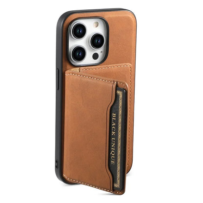 DENIOR D13 For iPhone 15 Pro Cases Leather+TPU+PC Phone Cover Compatible with Magsafe