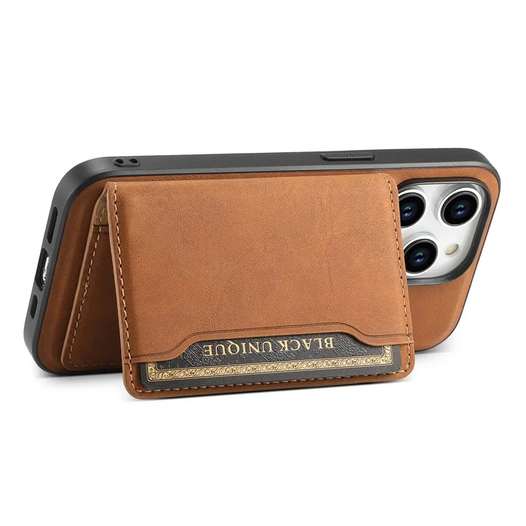 DENIOR D13 For iPhone 15 Pro Cases Leather+TPU+PC Phone Cover Compatible with Magsafe