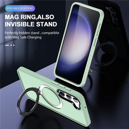 For Samsung Galaxy S24 Ultra PC Case Kickstand Protective Cover Compatible with MagSafe