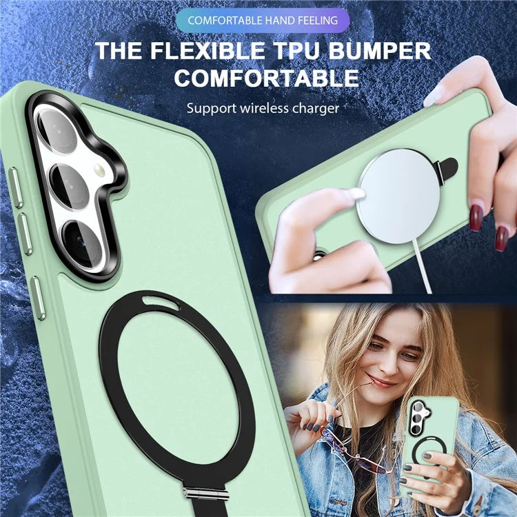 For Samsung Galaxy S24 Ultra PC Case Kickstand Protective Cover Compatible with MagSafe