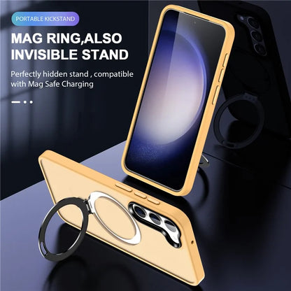 For Samsung Galaxy S24 Ultra PC Case Kickstand Protective Cover Compatible with MagSafe