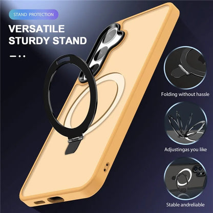 For Samsung Galaxy S24 Ultra PC Case Kickstand Protective Cover Compatible with MagSafe