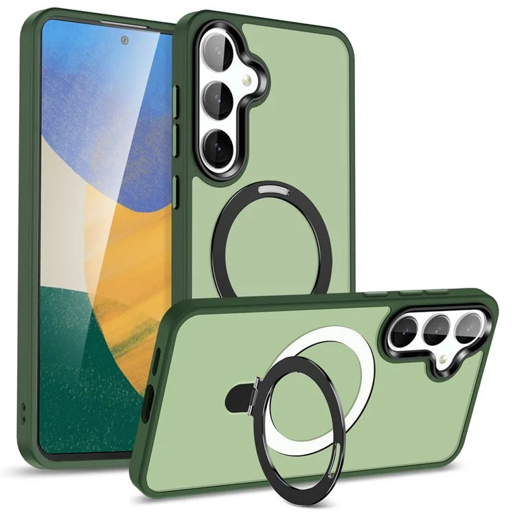 For Samsung Galaxy S24 Ultra PC Case Kickstand Protective Cover Compatible with MagSafe