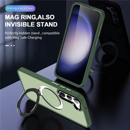 For Samsung Galaxy S24 Ultra PC Case Kickstand Protective Cover Compatible with MagSafe