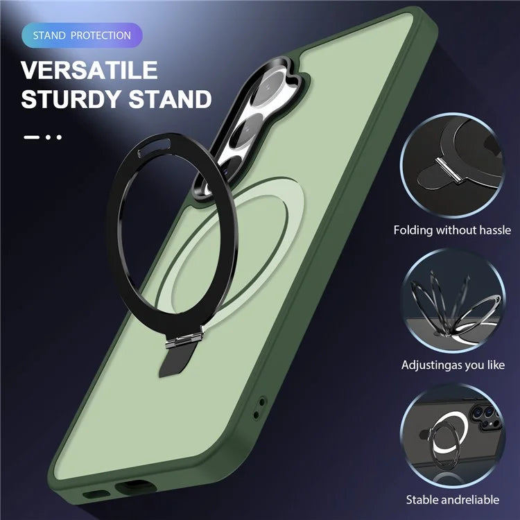 For Samsung Galaxy S24 Ultra PC Case Kickstand Protective Cover Compatible with MagSafe