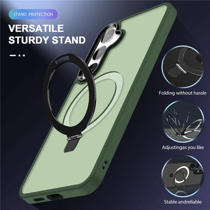 For Samsung Galaxy S24 Ultra PC Case Kickstand Protective Cover Compatible with MagSafe