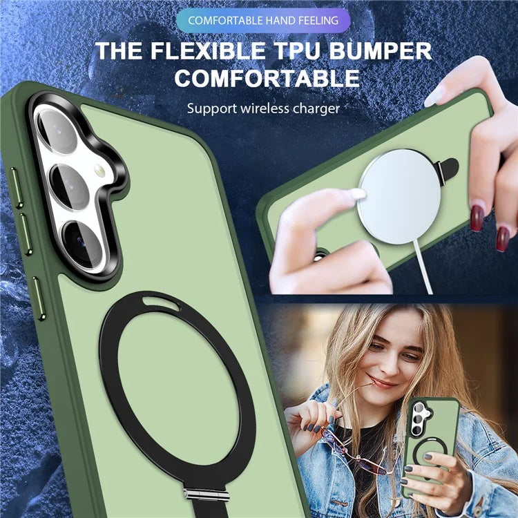 For Samsung Galaxy S24 Ultra PC Case Kickstand Protective Cover Compatible with MagSafe