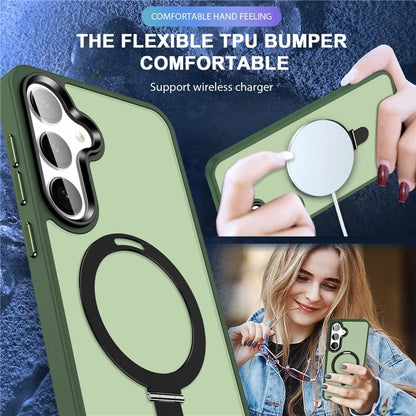 For Samsung Galaxy S24 Ultra PC Case Kickstand Protective Cover Compatible with MagSafe