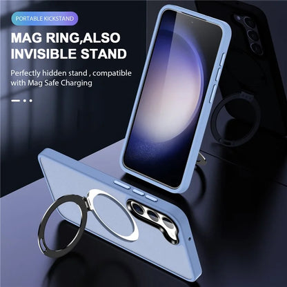 For Samsung Galaxy S24 Ultra PC Case Kickstand Protective Cover Compatible with MagSafe
