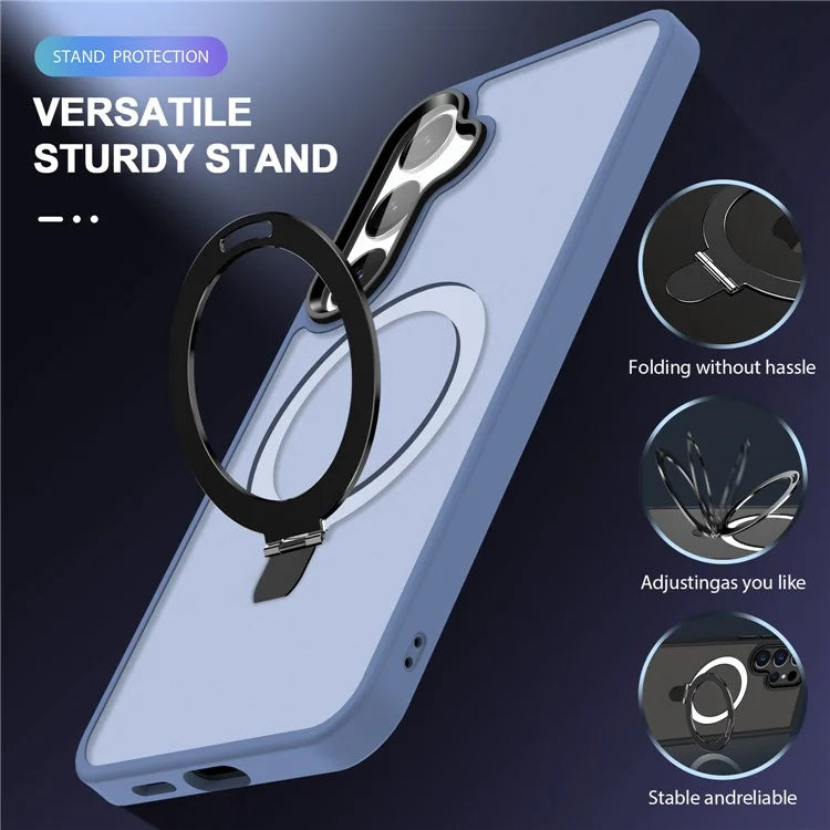 For Samsung Galaxy S24 Ultra PC Case Kickstand Protective Cover Compatible with MagSafe