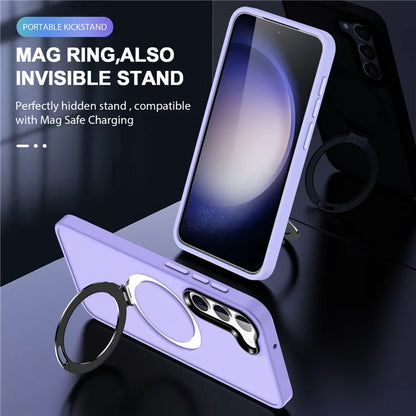 For Samsung Galaxy S24 Ultra PC Case Kickstand Protective Cover Compatible with MagSafe